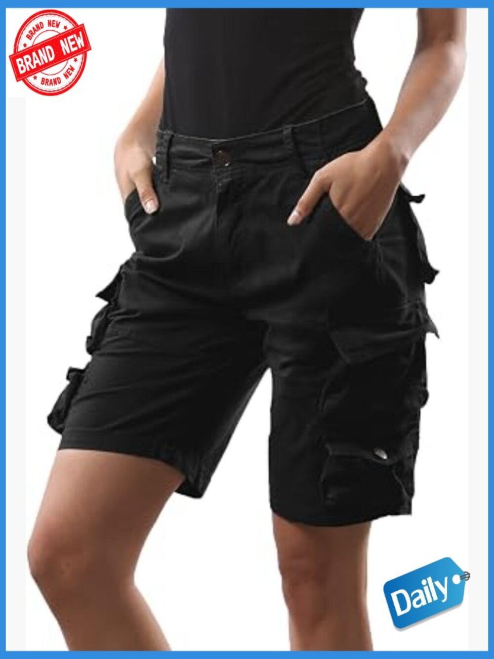 Cotton Stretch Multi-Pocket Cargo Shorts with Belt